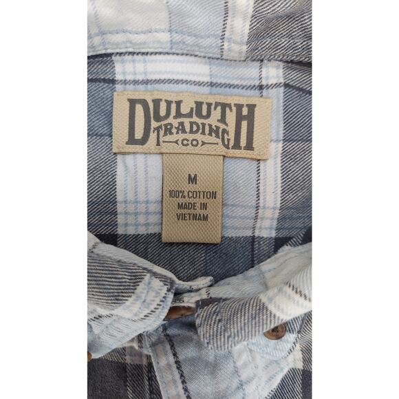 Duluth Trading Co. Mens Blue Gray Plaid Long Sleeve Button Down Flannel Shirt M - Picture 7 of 7